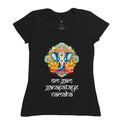 camiseta mantra ganesha o mantra da prosperidade sua vibe feminina cor preta