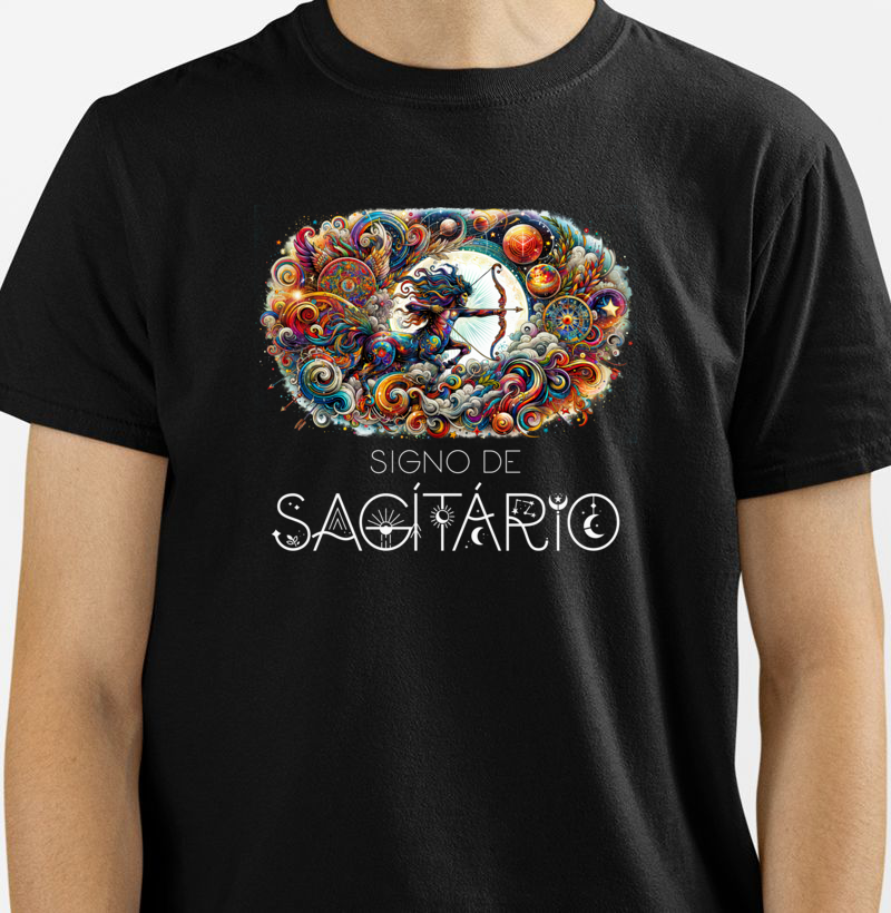 Camiseta Sua Vibe - Sagitário - A Odisseia Cósmica do Arqueiro