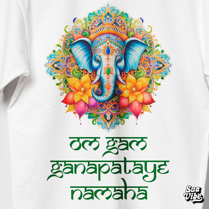 camiseta mantra ganesha o mantra da prosperidade sua vibe